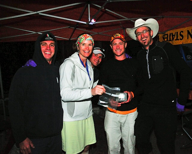 The hunky medical research team receiving their "gift".